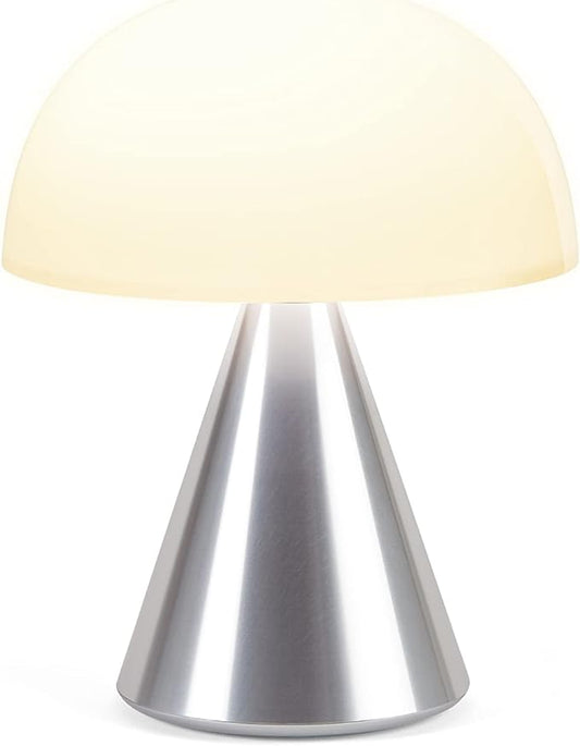 Lexon Mina L Mushroom Lamp - 9 LED Color Table Lamp for Bedrooms, Living Room & Office - Cordless, Rechargeable with 24h Light & Dimmer, Aluminum, Large - Alu Poli - LeafyLoom