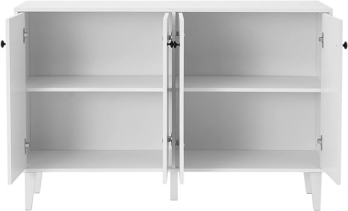 Panana Sideboard Buffet Cabinet Kitchen Storage Cabinet Living Room 4 Doors Console Table (White) - LeafyLoom