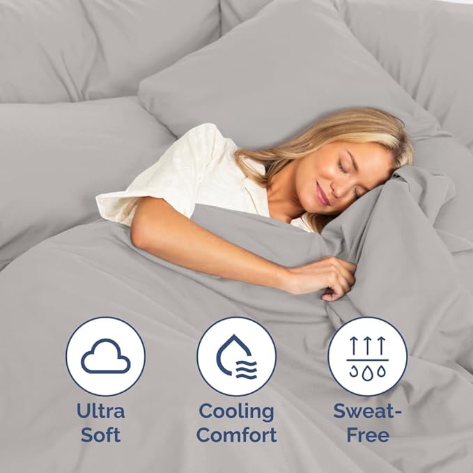 Split King Size 5 Piece Sheet Set - Comfy Breathable & Cooling Sheets - Hotel Luxury Bed Sheets for Women & Men - Deep Pockets, Easy-Fit, Soft & Wrinkle Free Sheets - French Grey Oeko-Tex Bed Sheets - LeafyLoom