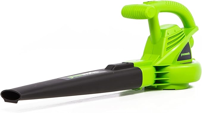 Greenworks 7 Amp 160 MPH/150 CFM Single Speed Electric Blower, 24012, green - LeafyLoom