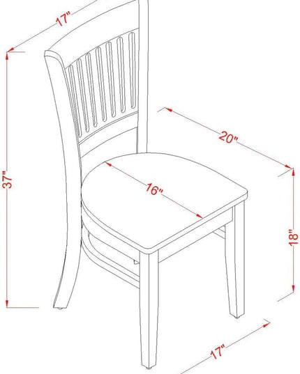 East West Furniture Vancouver Dining Room Slat Back Wood Seat Chairs, Set of 2, Oak - LeafyLoom