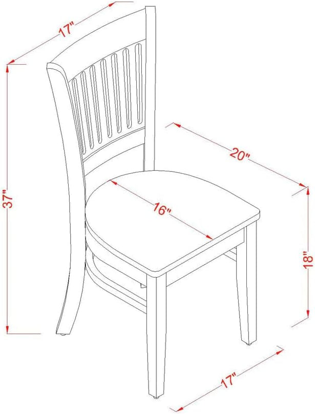 East West Furniture Vancouver Dining Room Slat Back Wood Seat Chairs, Set of 2, Oak - LeafyLoom