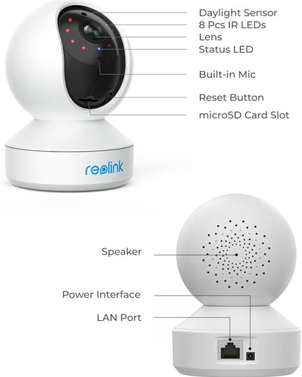 REOLINK E1 Pro Indoor Security Camera, 4MP Plug-in Pet Camera Support 2.4/5 GHz WiFi, 360 Degree Baby/Dog Monitor with Auto Tracking, Person/Pet Detection, Night Vision, 2 Way Audio, Local Storage REOLINK