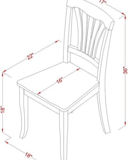 East West Furniture Kitchen Dining Room Slat Back Solid Wood Seat Chairs, Set of 2, Black & Cherry - LeafyLoom