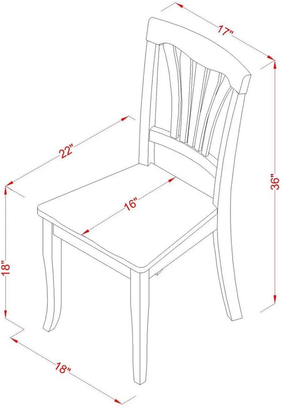 East West Furniture Kitchen Dining Room Slat Back Solid Wood Seat Chairs, Set of 2, Black & Cherry - LeafyLoom