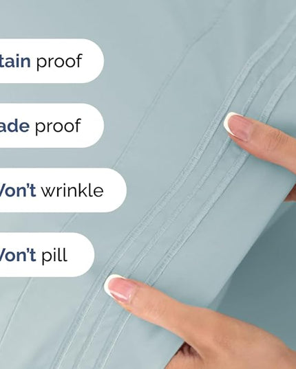 Full Size 4 Piece Sheet Set - Comfy Breathable & Cooling Sheets - Hotel Luxury Bed Sheets for Women & Men - Deep Pockets, Easy-Fit, Extra Soft & Wrinkle Free Sheets - Ice Blue Oeko-Tex Bed Sheet Set - LeafyLoom