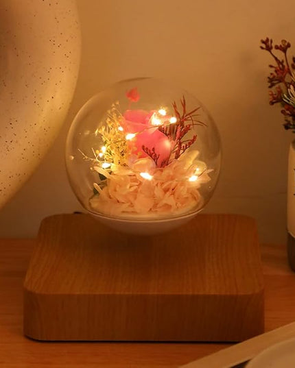 Magnetic Levitating Flower, Forever Flowers Real Eternal Roses, Levitation LED Light Bulb Lamp Floating Light, Decorative Light for Kids Lover Friends - LeafyLoom