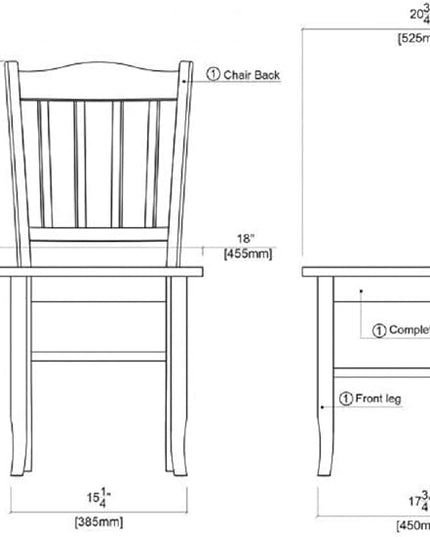 Boraam Shaker Chair, Black/Oak, Set of 2 - LeafyLoom