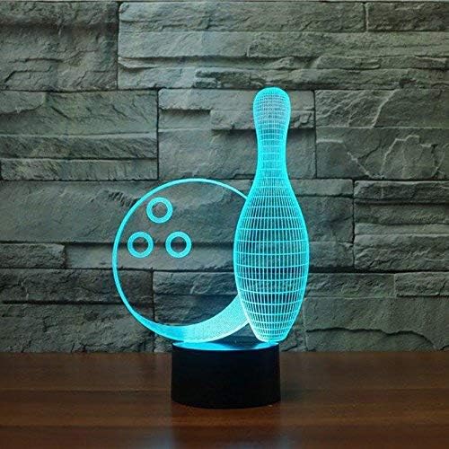 3D Bowling Night Light 16 Colors Changing USB Powered Remote Control Touch Switch Decor Lamp Optical Illusion Lamp LED Table Desk Lamp Children Kids Christmas Brithday Gift - LeafyLoom