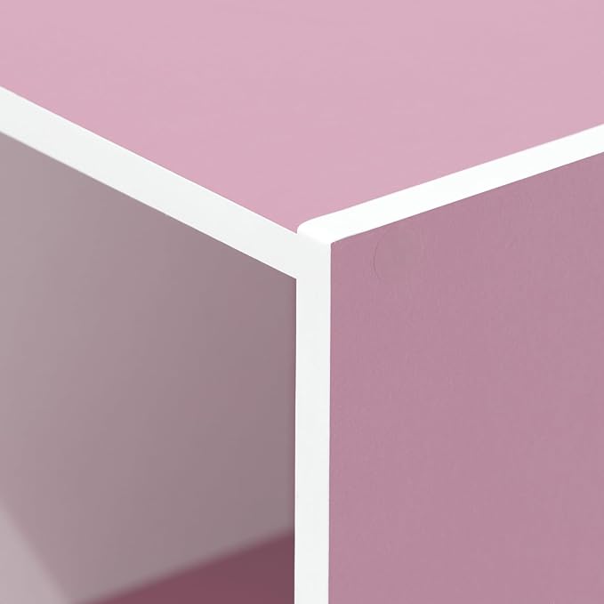 Furinno 3-Tier Open Shelf Bookcase, White/Pink 11003WH/PI - LeafyLoom