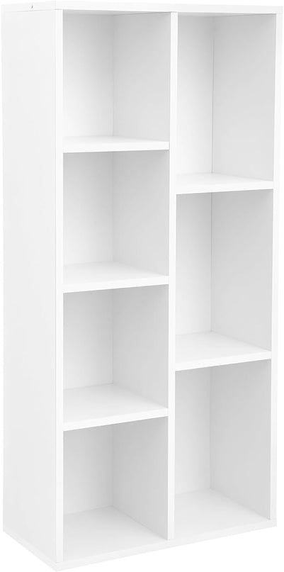 VASAGLE Bookcase, Bookshelf with 7 Compartments, Freestanding Shelves and Cube Organizer, for Display in Living Room, Bedroom, and Home Office, White ULBC27WT - LeafyLoom
