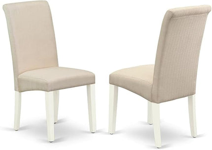 East West Furniture NDBA3-LWH-01 Norden 3 Piece Dinette Set for Small Spaces Contains a Rectangle Dining Table with Dropleaf and 2 Cream Fabric Upholstered Chairs, 30x48 Inch, Linen White - LeafyLoom