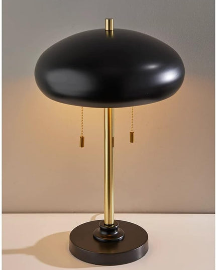 Adesso 1562-21 Cap Table Lamp, 23 in., 2 x 40W Type A (Not Included), Black & Antique Brass, 1 Table Lamps - LeafyLoom