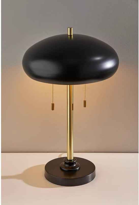 Adesso 1562-21 Cap Table Lamp, 23 in., 2 x 40W Type A (Not Included), Black & Antique Brass, 1 Table Lamps - LeafyLoom