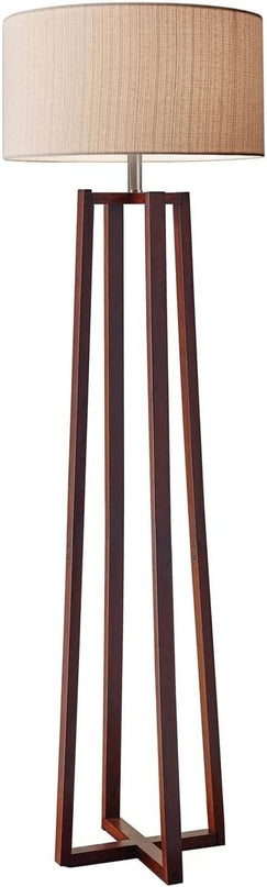 Adesso 1504-15 Quinn Floor Lamp, 60 in, 150 W Incandescent/CFL, Walnut Birch Wood, 1 Wooden Lamp , White - LeafyLoom