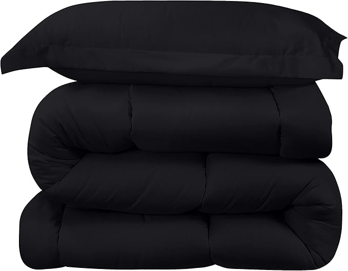 Utopia Bedding Twin Comforter Set Kids with 1 Pillow Sham, Bedding Comforter Sets, Down Alternative Black Comforter, Soft and Comfortable, Machine Washable (Pack of 6) - LeafyLoom
