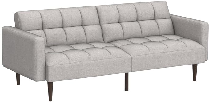 mopio Aaron Couch, Small Sofa, Futon, Sofa Bed, Sleeper Sofa, Loveseat, Mid Century Modern Futon Couch, Sofa Cama, Couches for Living Room, Bedroom (Light Gray, Fabric) - LeafyLoom