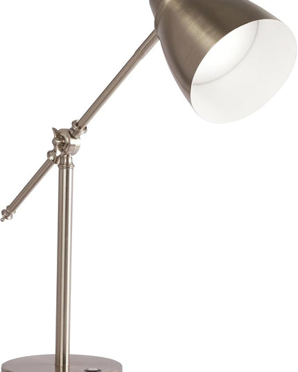 OttLite Harmonize LED Desk Lamp - 2.1A USB Charging Port, 3 Brightness Settings, Brushed Nickel - LeafyLoom