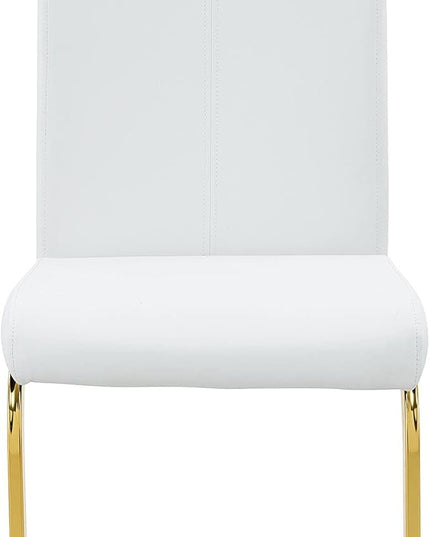 Modern Dining Chairs Set of 4, Side Dining Room Chairs with Golden Legs, Kitchen Chairs with Faux Leather Padded Seat High Back, Chairs for Dining Room,Kitchen, Living Room White - LeafyLoom