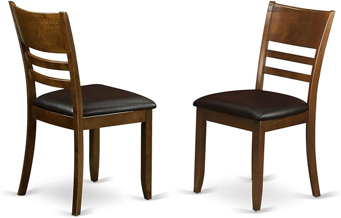 East West Furniture Lynfield Dining Faux Leather Upholstered Wooden Chairs, Set of 2, Espresso - LeafyLoom