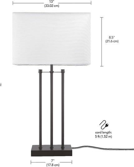 Globe Electric 67528 24" Table Lamp, Matte Black, White Fabric Shade, On/Off Switch on Socket, Table Lamp for Living Room, Home Décor, E26 Light Bulb, Lamps for Bedrooms, Table Lamp, Minimalist - LeafyLoom