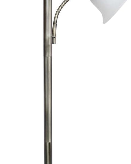 Elegant Designs LF2003-ABS 2 Light Mother Daughter White Marble Glass Floor Lamp, Antique Brass - LeafyLoom