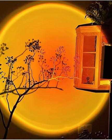 Balkwan Sunset Lamp Projection Rotation Rainbow Projection Lamp Led Romantic Visual Led Light Network Red Light with USB Modern Floor Stand Night Light Living Room Bedroom Décor (Colorful) - LeafyLoom