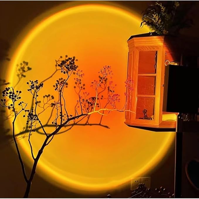 Balkwan Sunset Lamp Projection Rotation Rainbow Projection Lamp Led Romantic Visual Led Light Network Red Light with USB Modern Floor Stand Night Light Living Room Bedroom Décor (Colorful) - LeafyLoom