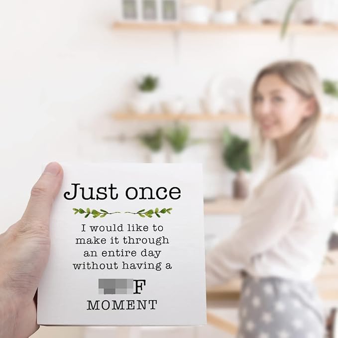 Just Once I Would Like A Day without A Moment Wooden Sign Desk Decor,Funny Joke Wood Block Sign Desk Decorations for Home Office Desk Shelf Table Decor - LeafyLoom