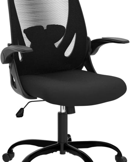 Primy Office Chair Ergonomic Desk Chair with Flip up Armrests Swivel Breathable Desk Mesh Computer Chair with Adjustable Lumbar Support and Height for Conference Room (Black) - LeafyLoom