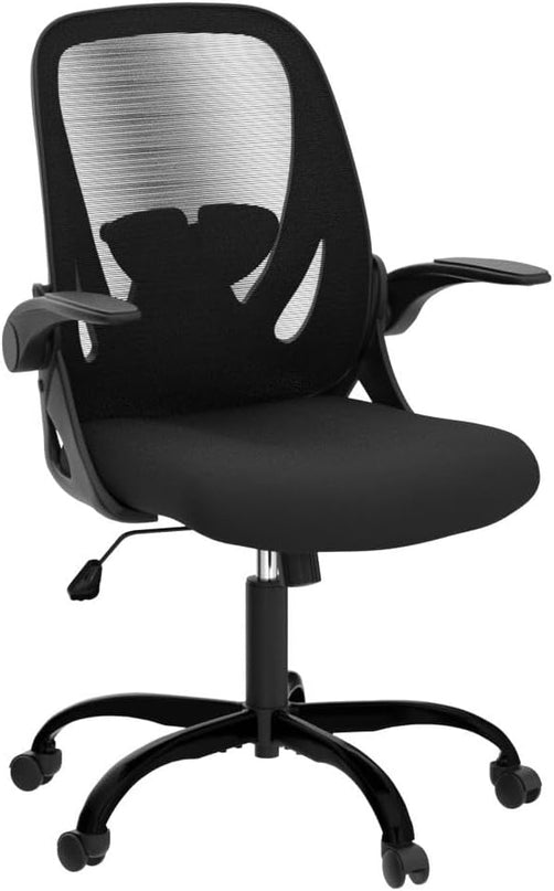 Primy Office Chair Ergonomic Desk Chair with Flip up Armrests Swivel Breathable Desk Mesh Computer Chair with Adjustable Lumbar Support and Height for Conference Room (Black) - LeafyLoom