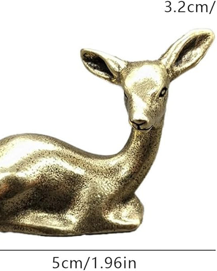 Pure Copper Sikadeer Small Ornament, Mini Brass Lying Deer Tea Pet, Crafts Ornaments, Micro Landscape Decor, Cute Decor, Scene Decor, Desktop Decor(Sikadeer) - LeafyLoom