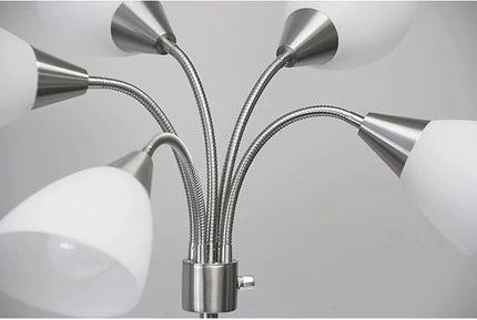 Adesso 7205-22 Multi-White Shade Floor Lamp, Adjustable Gooseneck Arms, Silver - LeafyLoom