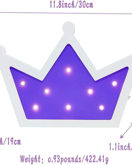 Purple Crown LED Light,Crown Lights Wall Decor,Princess Queen Kings Decoration Sign for Kids Room Home Living Room Bedroom Wedding Birthday Party Christmas - LeafyLoom