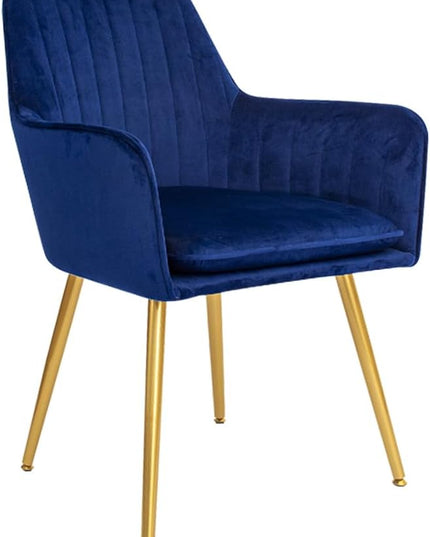CangLong Furniture Modern Living Dining Room Accent Arm Chairs Club Guest with Gold Metal Legs, Set of 1, Navy Blue - LeafyLoom