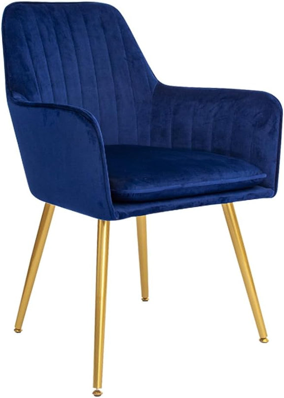 CangLong Furniture Modern Living Dining Room Accent Arm Chairs Club Guest with Gold Metal Legs, Set of 1, Navy Blue - LeafyLoom