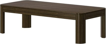 Plank+Beam Modern Rounded Coffee Table, 54 Inch, Solid Wood Contemporary Center Table for Living Room, Rectangle Tea Table, Walnut - LeafyLoom