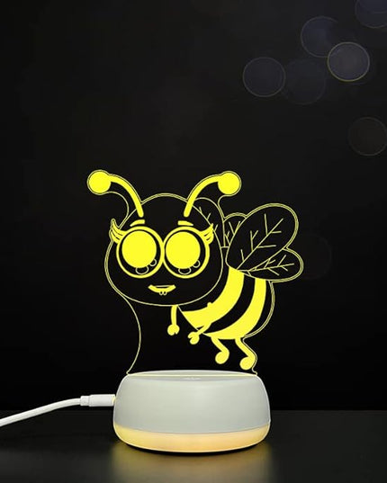 Hardworking Bee Kids Night Lights Bedroom Decor Lamp 7 Colors Change 3D Night Light Kids Optical Illusion Lamps Kids Lamp As a Gift Ideas for Students - LeafyLoom