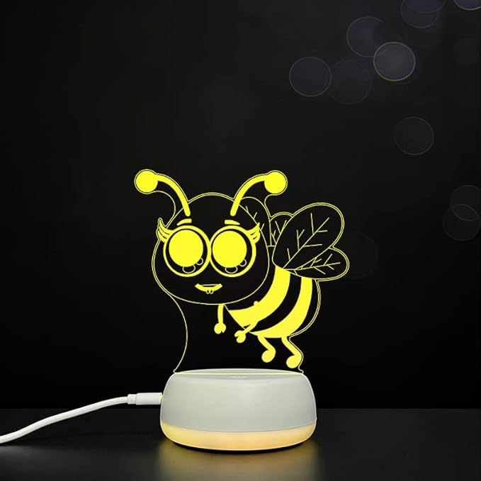 Hardworking Bee Kids Night Lights Bedroom Decor Lamp 7 Colors Change 3D Night Light Kids Optical Illusion Lamps Kids Lamp As a Gift Ideas for Students - LeafyLoom