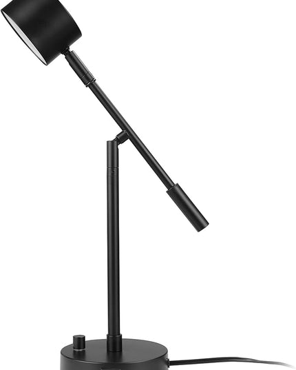 Globe Electric 52271 Aristocrat 16" Integrated LED Swing Arm Desk Lamp, Matte Black, Dimmable On/Off Rotary Switch at Base, 2.1A USB Port - LeafyLoom