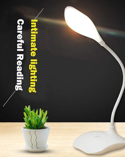 LED Table Lamp,Portable Eye-Protected Flexible Gooseneck Small Desk Lights for Dorm Study Office Bedroom-USB or 3 AA Batteries Powered -Not Include Batteries(1 Pack) - LeafyLoom