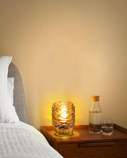 Battery Operated Lamp with Timer,Glass Cordless Lamps with LED Bulb,Decorative Lights for Living Room Bedroom Tabletop Entryway Centerpiece Gift (Brown) - LeafyLoom