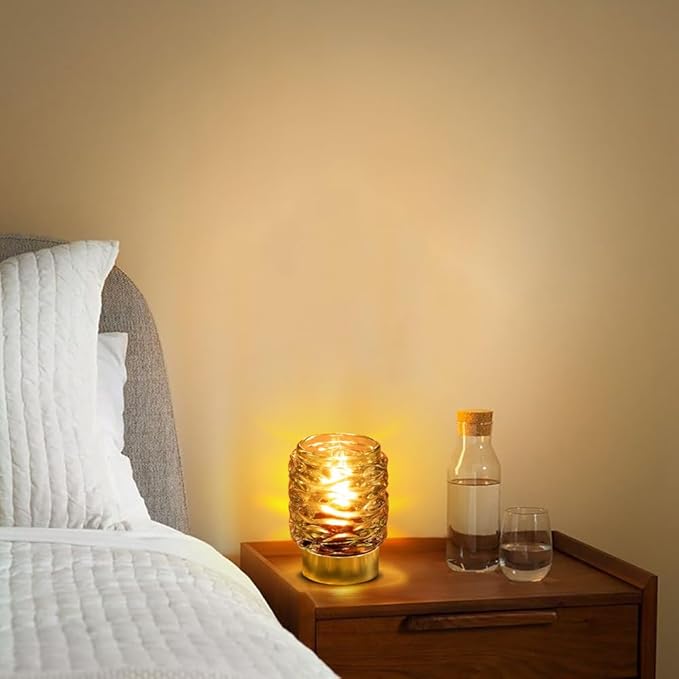 Battery Operated Lamp with Timer,Glass Cordless Lamps with LED Bulb,Decorative Lights for Living Room Bedroom Tabletop Entryway Centerpiece Gift (Brown) - LeafyLoom