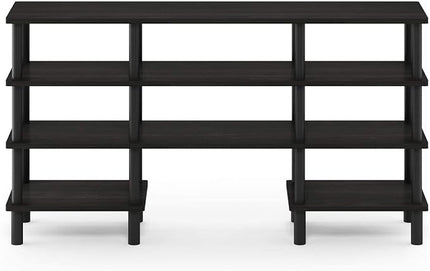 Furinno Turn-N-Tube 4-Tier Multipurpose Wide Shelf TV Stand, Espresso/Black - LeafyLoom