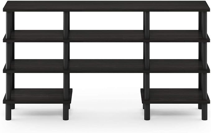 Furinno Turn-N-Tube 4-Tier Multipurpose Wide Shelf TV Stand, Espresso/Black - LeafyLoom
