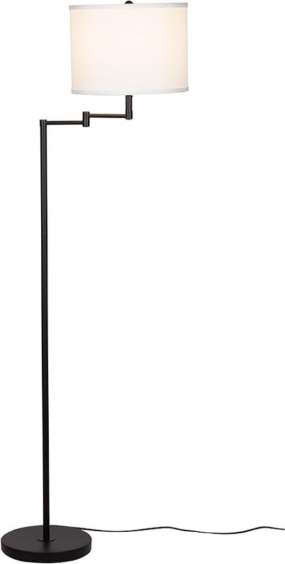 Catalina Lighting 24288-000 Traditional Swing Arm Floor Lamp for Office, Living Room, Dorm or Bedroom, Smart Home Compatible, Bulb Not Included, 60", Black - LeafyLoom