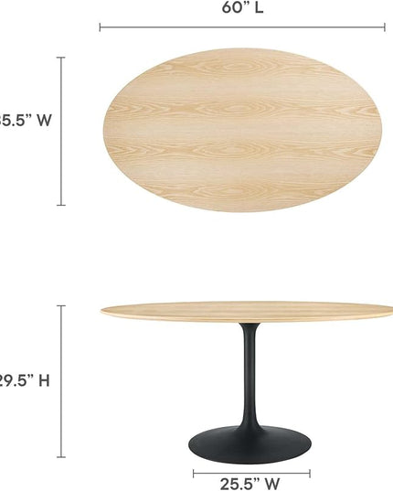 Modway Lippa Dining Table, 60", Black Natural - LeafyLoom