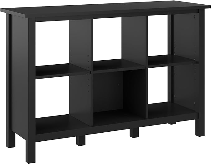 Bush Furniture Broadview 6 Cube Organizer in Classic Black | Storage for Home Office Workspace - LeafyLoom