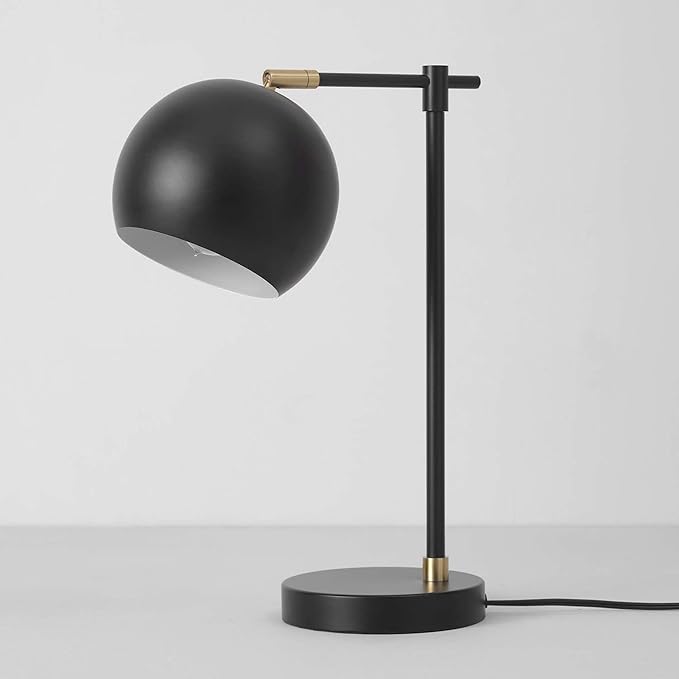 Globe Electric Novogratz x 65785 Charlotte 18" Table Lamp, Matte Black, Brass Accents - LeafyLoom