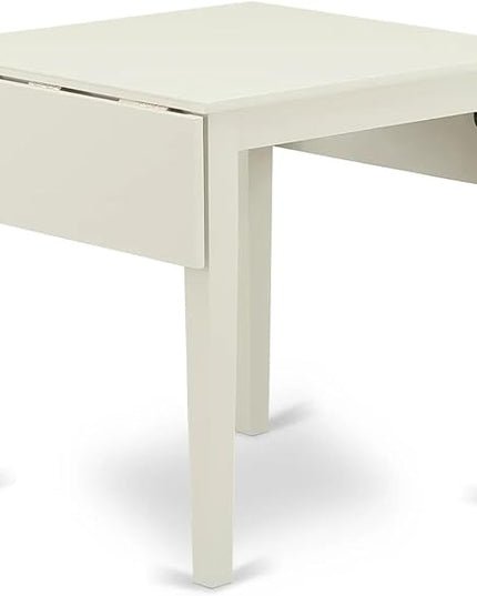 East West Furniture 1NDAB3-LWH-02 3 Piece Kitchen Set Contains a Rectangle Room Table with Dropleaf and 2 Light Beige Linen Fabric Parson Dining Chairs, 30x48 Inch - LeafyLoom